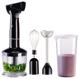 Rosenstein & Söhne Hand Blender, Stainless Steel Cordless Stick Blender Set, Removable Mixing Stick, Whisk, 135 W (Hand Blender Wireless, Hand Blender Kitchen Gadget)