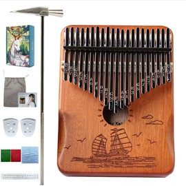 kalimba 21 Keys Thumb Piano – Solid Mahogany Finger Piano for Adults & Beginners, All-in-One Kit with Case & Tuning Hammer,Ergonomic Design & Ethereal Sound– Perfect Music Instruments for Gifts