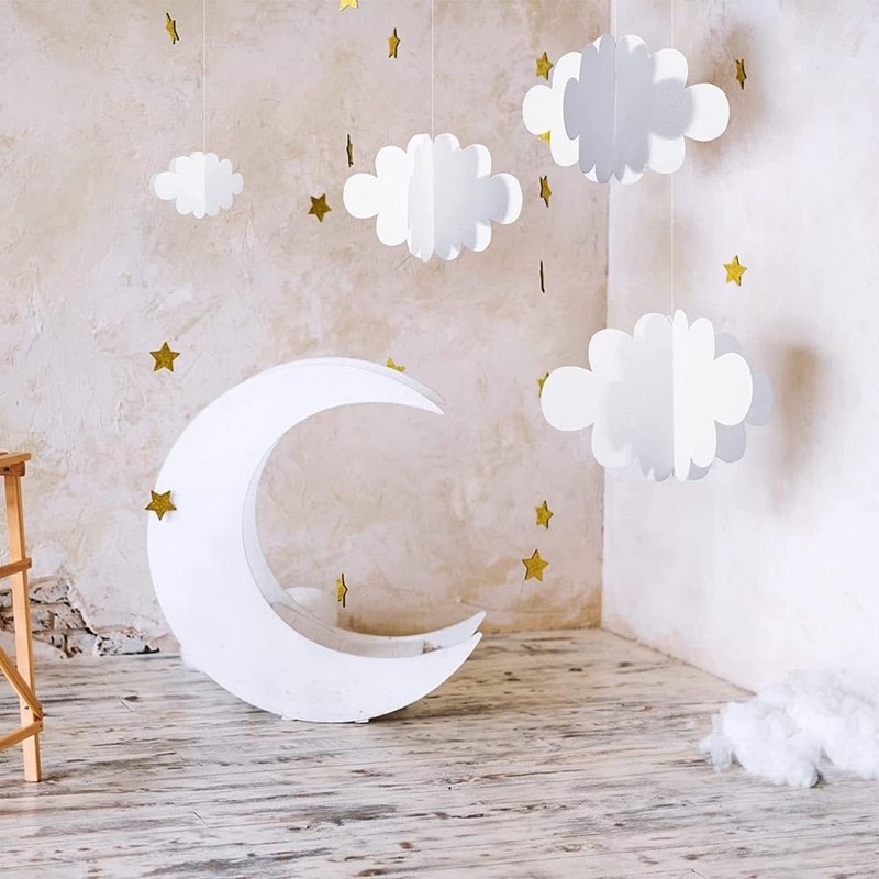 16 Pack 3D Cloud Ceiling Decorations - Hanging for Ceiling