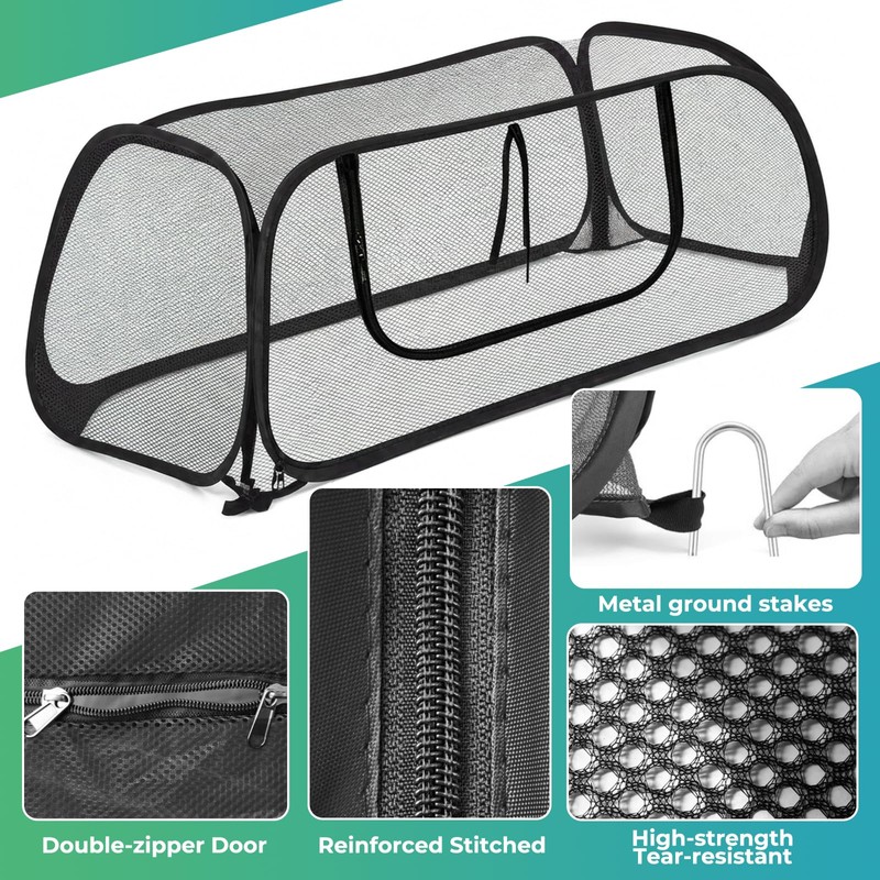 QwayHome 2Pack Garden Covers for Raised Beds, Pop Up Mesh