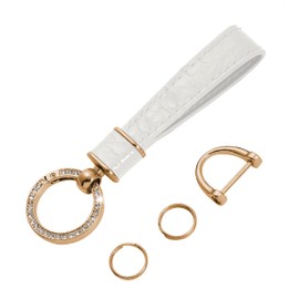 Tonecraft Key Chain, Elegant, Simple, Orthodox, Bag Charm, Popular, Stylish, Cute, Microfiber Leather, Glitter, Gold, white