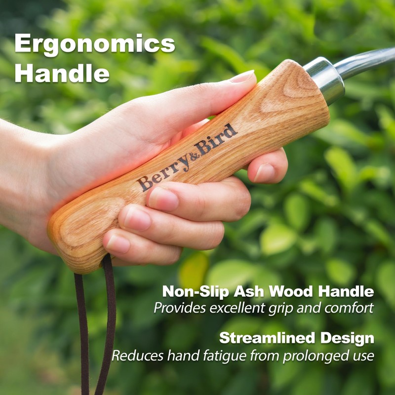 Berry&Bird Gardening Hand Fork, Stainless Steel Hand Weed Fork, Traditional