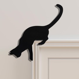 2024 Metal Adorable Cat Door Topper - Halloween Christmas Door Toppers Decor Decoration Sign Frame Kitty Corner Hanging Decorative Wall Vintage Holiday Spooky Ornament (Knife & Cat)