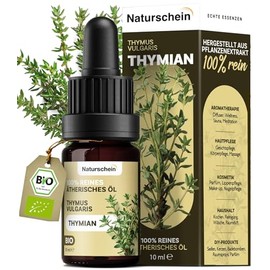 Organic Thyme Oil 10 ml [100% Natural Pure] | Essential Oil with Natural Thymol Content | For Aromatherapy, Skin Care & Kitchen | Organic Certified & Versatile (Thymus Vulgaris)