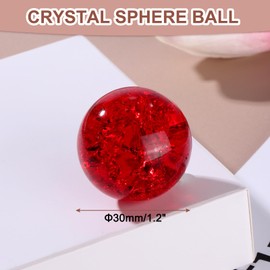sourcing map 30mm/1.2" Crystal Sphere Ball Ice Cracked Glass Solid Decorative Sphere Crystal Ball Prop Ornament for Feng Shui Divination Fortune Telling Tabletop Fountain Decoration, Red
