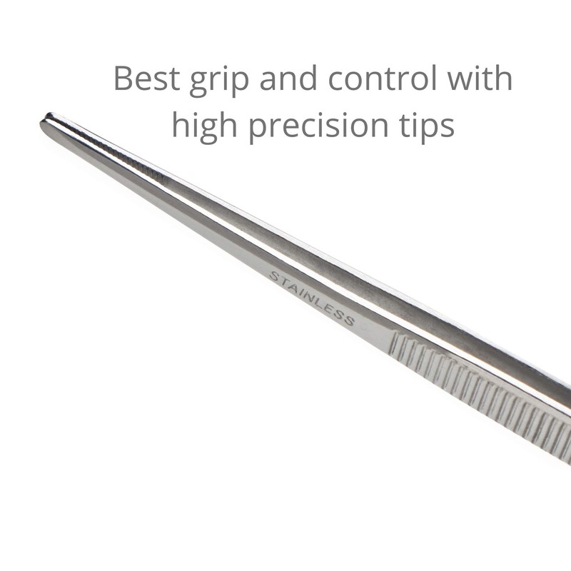 Beaditive 5.5" Sewing Machine Tweezers Set (3 Pieces) Serrated Straight