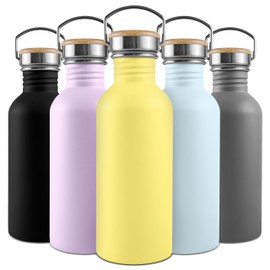 Bambaw Stainless Steel Water Bottle 1l, Yellow Water Bottle, Non-Insulated Water Bottle, Metal Water Bottle, BPA Free Water Bottle, Leak Proof Water Bottle, Reusable Water Bottle – Yellow Beam