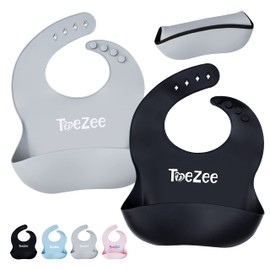 ToeZee Silicone Bibs for babies - Food Grade, BPA Free Material | Easy to Wipe and Clean | Adjustable Size