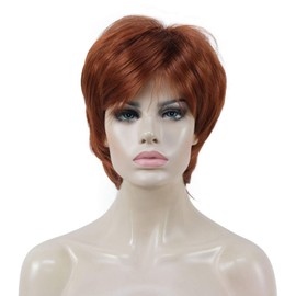 Aimole Short Layered Straight Wigs Synthetic Women's Wig Full Hair (130 Fox Red)