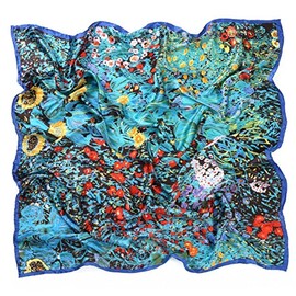 Prettystern Gustav Klimt Van Gogh XXL Silk Cloth Hand Rolled, Gustav Klimt - Farm Garden with Sunflowers