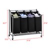 Laundry Sorter Cart 4-Bag Classics Rolling Laundry Hamper, Sturdy Frame