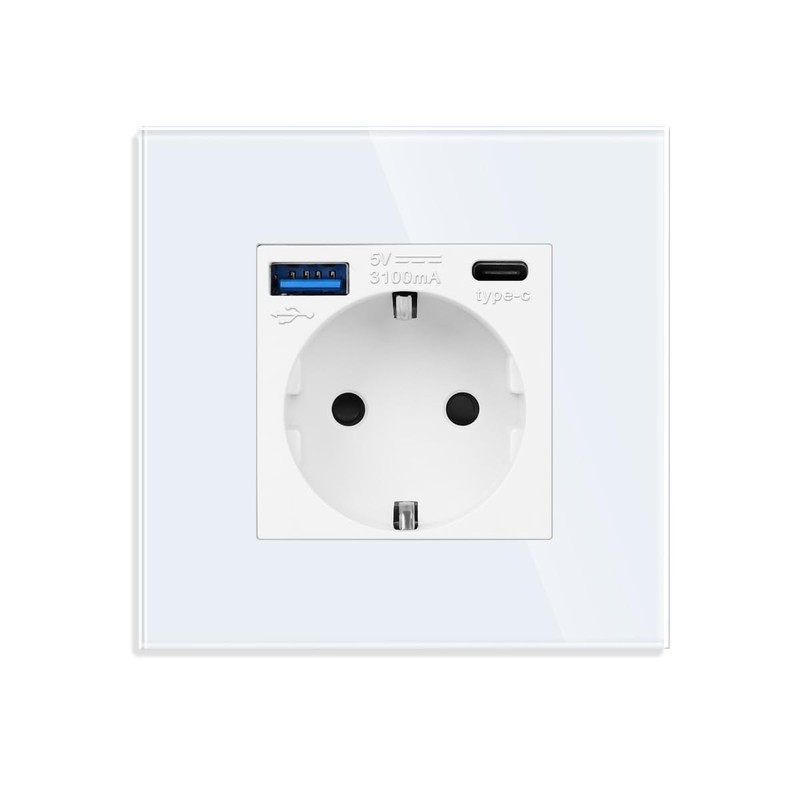 JIMEIDA Single Socket with USB 20 W Fast Charging White,