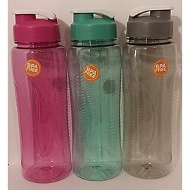 Water Bottle with Flip-top Lid, 24 OZ, (PACK OF 3) PURPLE