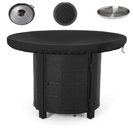 Fire Bowl Cover, Round Oxford 420D Grill Cover, Weatherproof, Fire Plate Accessories, Protective Cover with Adjustable Elastic Cord, Waterproof, Snowproof, Leafproof, Dustproof (Diameter 80 cm)