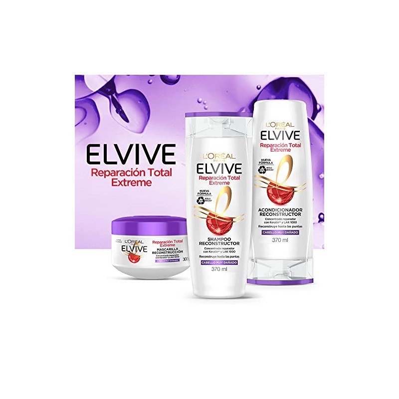 LOreal Paris Tratamiento Elvive Reparacion Total 5 Extreme, 300 ml