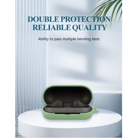 Case for Sony WF-C700N in-Ear Bluetooth Earbud Headphones, WUNIAK Soft Silicone Protective Portable Scratch Shock Resistant Shell with Cleaner Kit & Carabiner & Lanyard ，Matcha Green