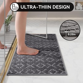 YDKGL Chenille Bathroom Rugs 24 x16, Super Absorbent Non Slip Bath Mat with Rubber Backing Soft Floor Mat for Shower, Tub, Toilet