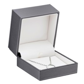 Premium Leather Necklace Box for Jewelry - Ideal for Small Necklaces & Pendant - Luxury Necklace Gift Box with Superior Stitching & Matching Outer Box by AllurePack