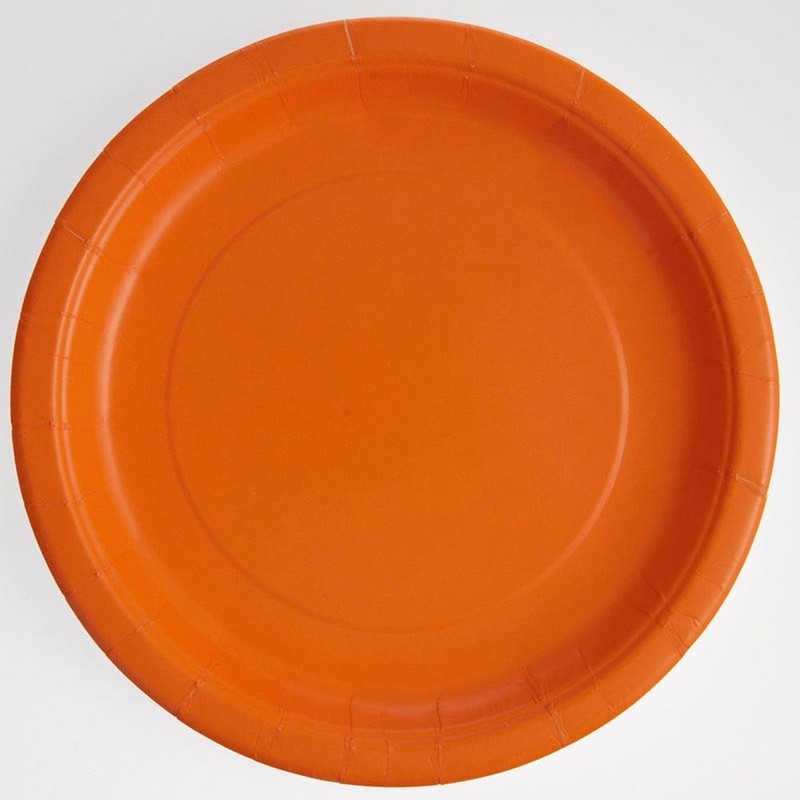 Unique Party 32252 9" Round Dinner Plates | Pumpkin Orange