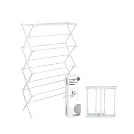 ZOES HOMEWARE 4-Tier Clothes Drying Rack, 4ft High Foldable Drying Rack Clothing for Indoor & Outdoor, Portable Collapsible Laundry Dryer for Laundry Room and Apartment, White 29" L x 49" H x 11.5" W