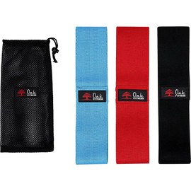 Oak Fitness Fabric Resistance Bands. Legs and Butt Non-Slip Booty Bands, Glute Bands, Workout Fitness Bands for Women/Men/Beginners/Yoga, Athletes Strength Training, Fitness (Blue, Red and Black)