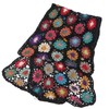 GURU SHOP Crochet Scarf with Colourful Flowers, Scarf, Men/Women, Black,