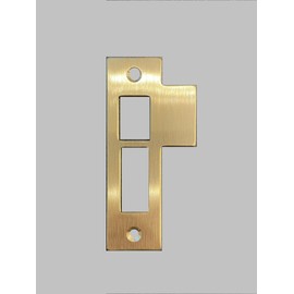 Generic 3-1/2"" Brushed Brass Door Strike Plate Latch for Mortise, Antique, Vintage, Replacement, Solid Brass, 3.5"", 312BB