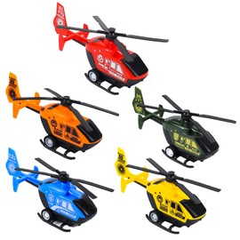 MEISH 5pcs Pull Back Helicopter Toy Boys Plane Playset Aircraft Models Race Plane Toy for Kids Children (Random Color)