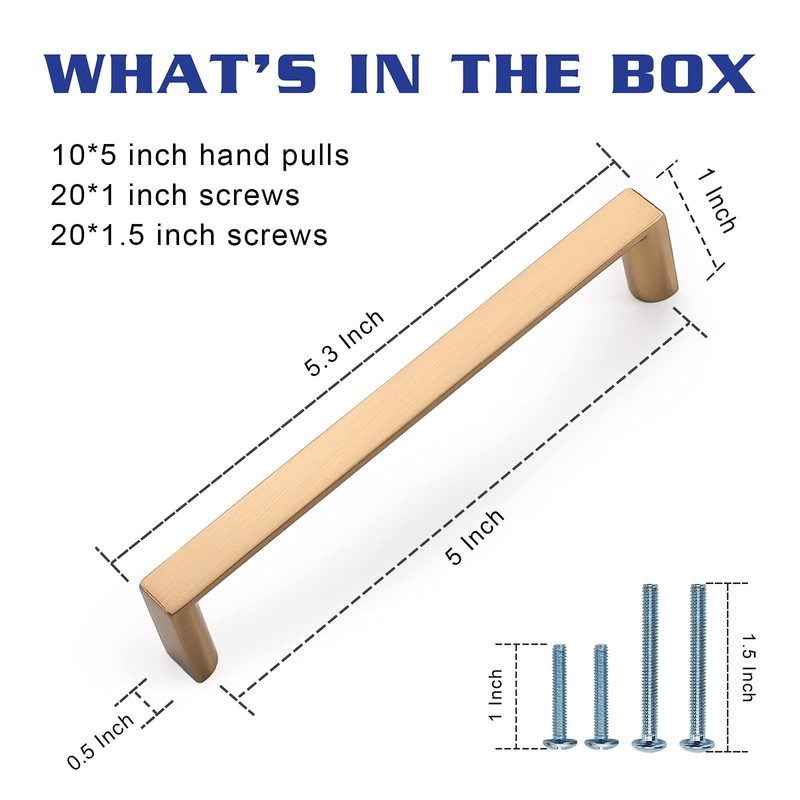 KNOKLOCK 6 Pack 5 Inch(128mm) Cabinet Pulls Square Champagne Bronze