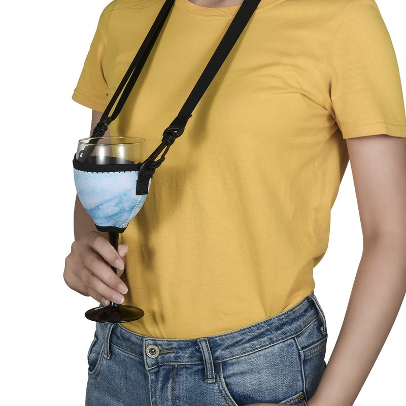 Beautyflier Wine Glass Insulator/Drink Holder/Neoprene Sleeve with Adjustable Neck Strap