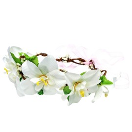 PACKOVE Bridal Floral Crown Headband Bohemian Lily Flower Wreath Headdress for Weddings and Festivals Hair Accessory for Bridesmaids