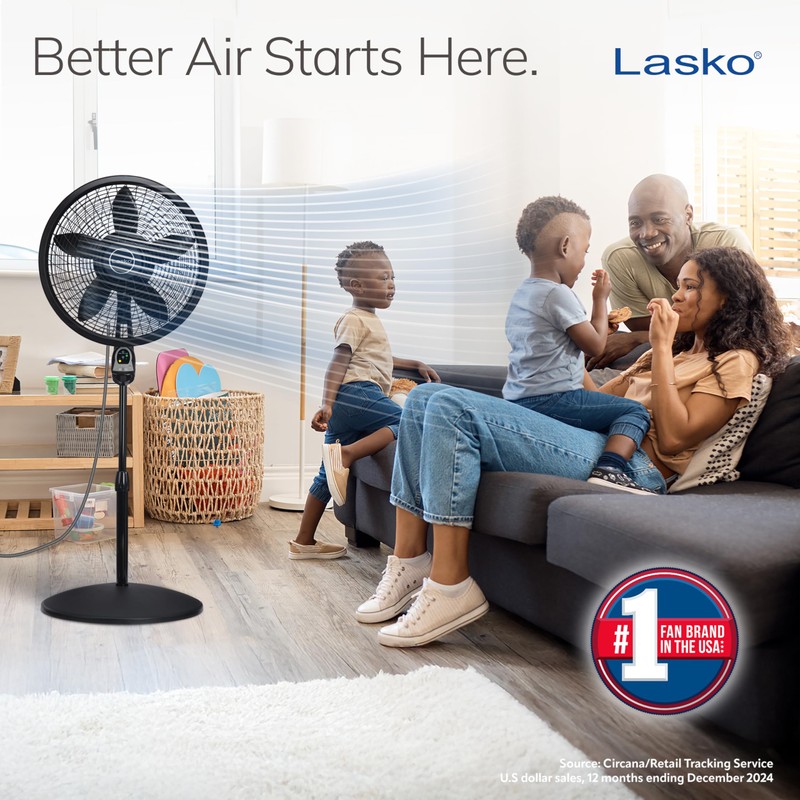 Lasko Oscillating Cyclone Pedestal Fan, Adjustable Height, Timer, Remote Control,