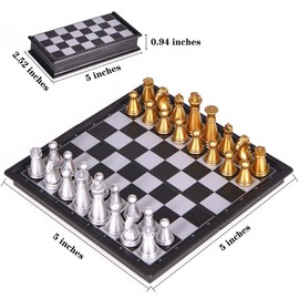 KICTERO 5" Mini Chess Set Travel Board Game with Magnetic Folding Chess Board Portable and Store Chess Pieces Pocket Chess Games for Kids and Adult,Easy to Carry