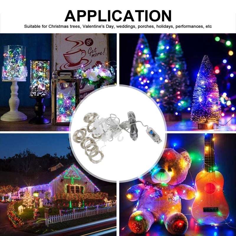 3x3 m Copper USB Wire Curtain Light String for Home