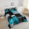 jejeloiu Abstract Turquoise and Black Bedding Set King Size, Grunge