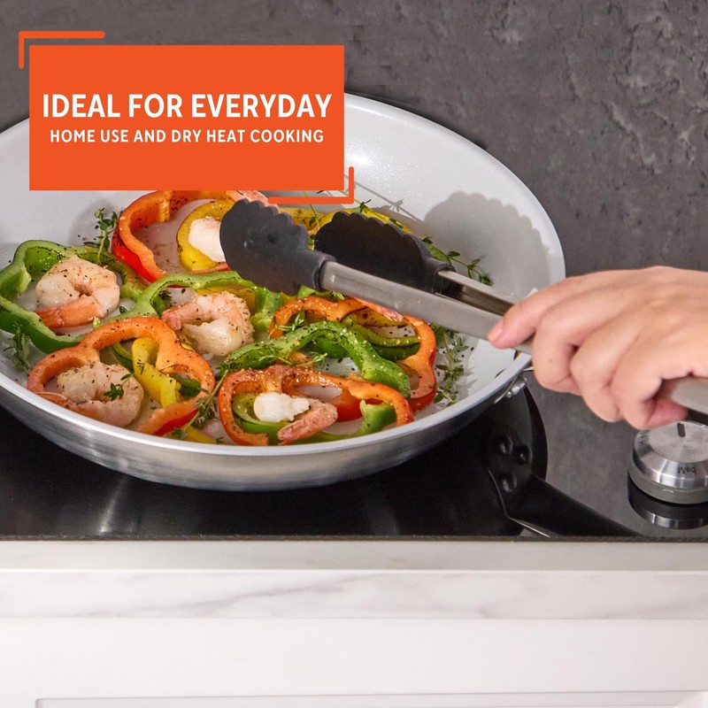 IMUSA 12” Stainless Steel Frying Pan with Gray Ceramic Nonstick