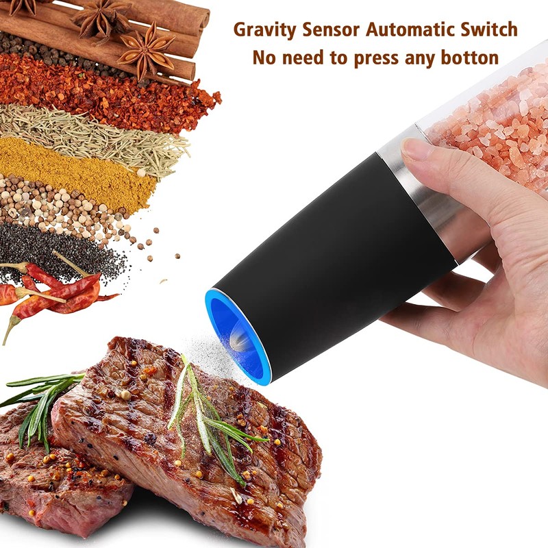 Gravity Electric Salt Pepper Mill Set, Electric Salt and Pepper