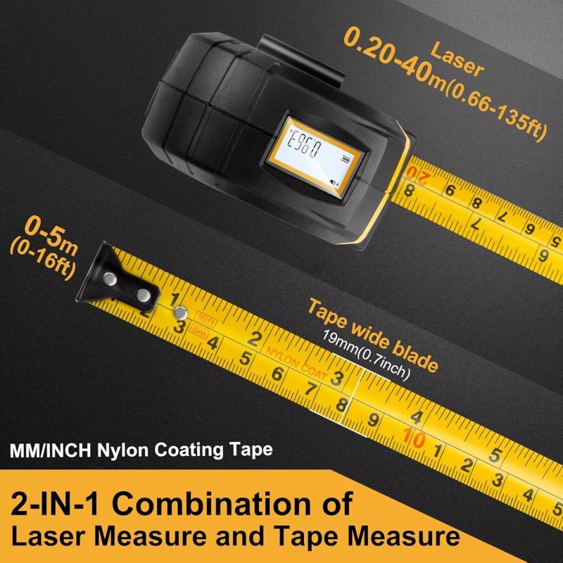 PREXISO 2-in-1 Laser Tape Measure - NOT Digital Tape -