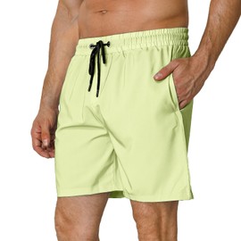 GINGTTO Men's Swim Trunks 5 Inch Iseam Quick Dry Bathing Suits for Men with Mesh Lining Beach, Yellow, X-Small