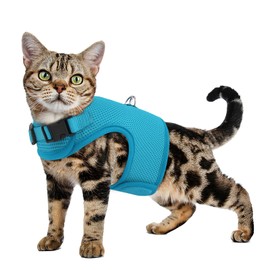 MoNiBloom Soft Cat Harness for Walking Escape Proof and Travel, Kitten Adjustable Breathable Vest Harness - Sky Blue, S