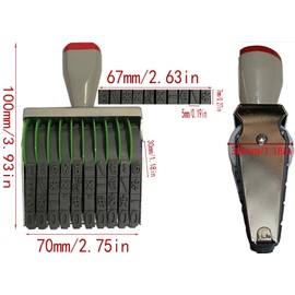 zeng 10 Digits Rubber Stamp, Changeable Numbers 0-9 & Symbol, Multi-Function DIY Business Office Supplies,Imprint Size 67 x 7 mm - Multicolor