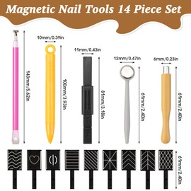 Nagel Magnet 14 Stück Cateye Magnet Nail Art Werkzeug Magnetstift Nagellack Magnet DIY Magic 3D Cat Eye Magnet für Katzenauge UV Gel Polnisch