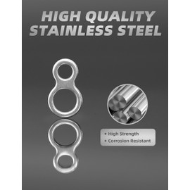 BLUEWING Fishing Figure 8 Rings 20pcs Stainless Steel Ring Lure Connector High Strength Jigging Ring Ideal for Saltwater 8 Freshwater Fishing, Size L