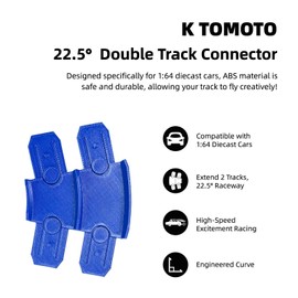 K TOMOTO Double Curved Track Pieces 22.5 Degree Banked Turn Racetrack Connectors Compatible with Hot Wheels
