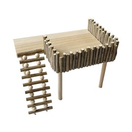 Cachpib Wooden Hamster Climbing Platform Wooden Stand Shelf for Hamsters Golden Bear Hamster Climbing Toy Wooden Hamster Activity Platform with Ladder Hamster Cage Accessories (Vertical Climbing)