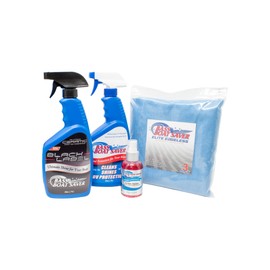 Complete Boat Detail Kit by Bass Boat Saver - Rapid Hard Water Spot Remover w/High-Gloss UV Wax Protection & Sonar Screen Cleaner - 2X 24oz Spray Bottles & 4.4oz Screen Cleaner