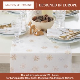 Maison d' Hermine Table Runner 100% Cotton Single Layer Table Runners 108 inches Long for Thanksgiving Christmas Decorations Home Kitchen Dining Party Wedding (Deer in The Woods, 14.5" x 108")