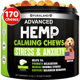 Hemp Calming Chews for Dogs Anxiety - 170 Dog Calming Chews - Anxiety Relief Treats - Dog Calming Treats - Hemp Oil - Sleep Calming Aid - Advanced Calming Health Joint Support Supplement - Made in USA