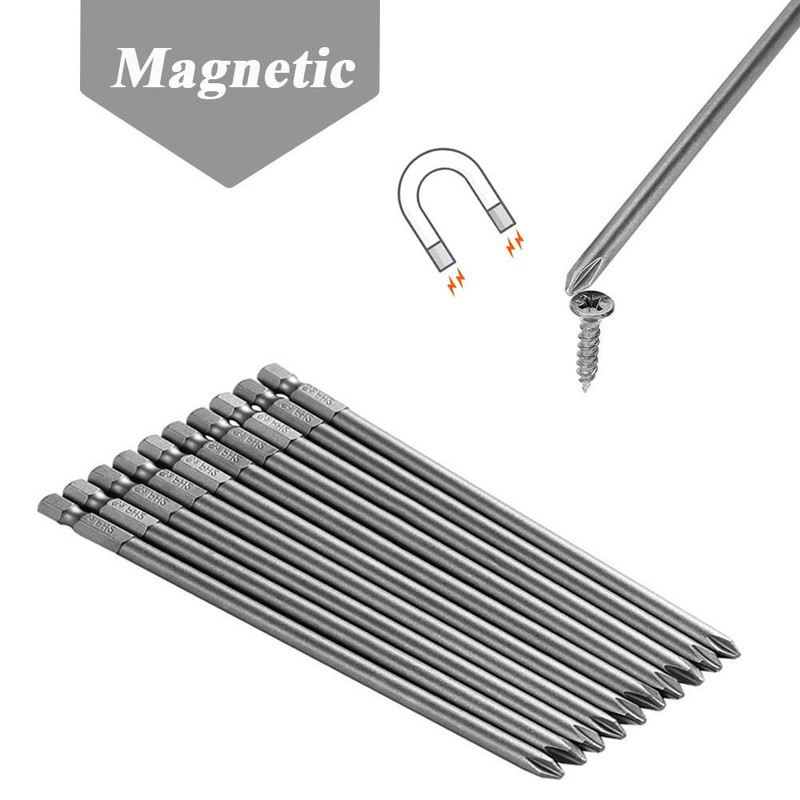 Mesee 10pcs Magnetic Screwdriver Bits Set, S2 Phillips Screwdriver 1/4