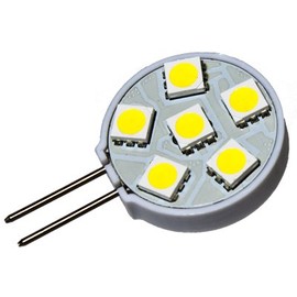 CBConcept 6XLEDG4SP6SMD-WW+C LED Disc Type G4 Base Lamp Side Pin with 6 High Power 5050SMD LEDs,With Cover, 12 Volt, JC G4 Bi-pin Bulb Replacement for RV Camper Trailer Boat Marine,0.8 Watt 75 Lumen - Warm White Color (3000k) - 6 Bulbs
